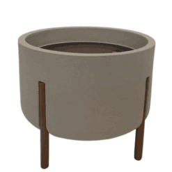 אדנית עם רגלי עץ נמוכה בצבע חול