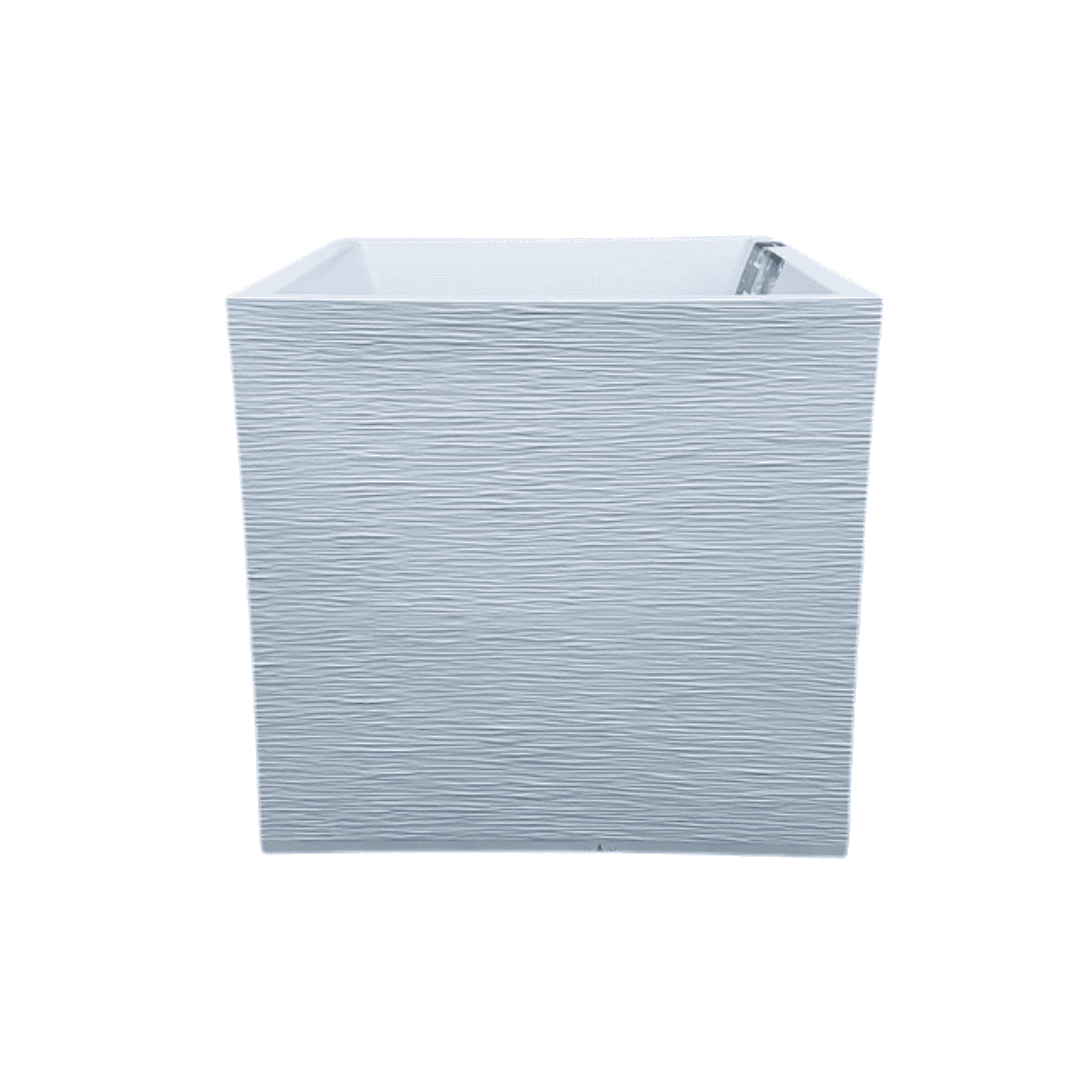 אדנית מרובעת בגימור פסים בצבע לבן