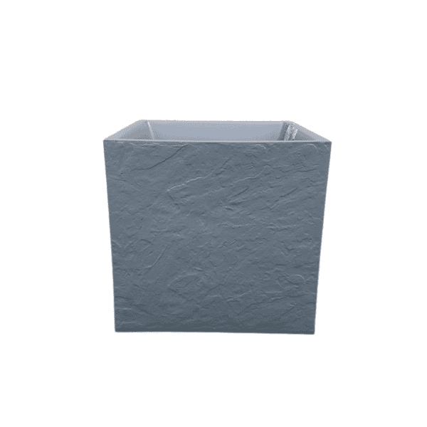 אדנית מרובעת בגימור אבן בצבע אפור