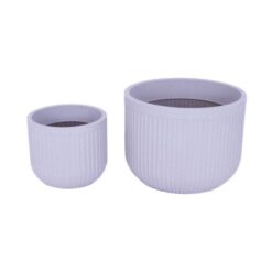 סט אדניות פסים נמוכות בצבע אפור לבן