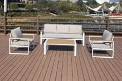 סט ישיבה לגינה מדגם שמפניה לבנה