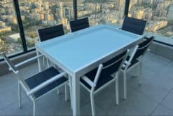 שולחן לגינה אלומיניום - זכוכית
