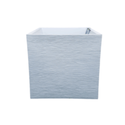 אדנית מרובעת בגימור פסים בצבע לבן